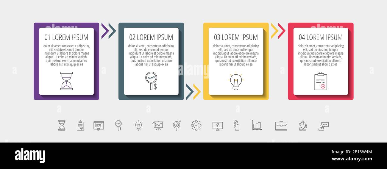 Vector Infographic rectangles with 4 steps. Square template can be used ...