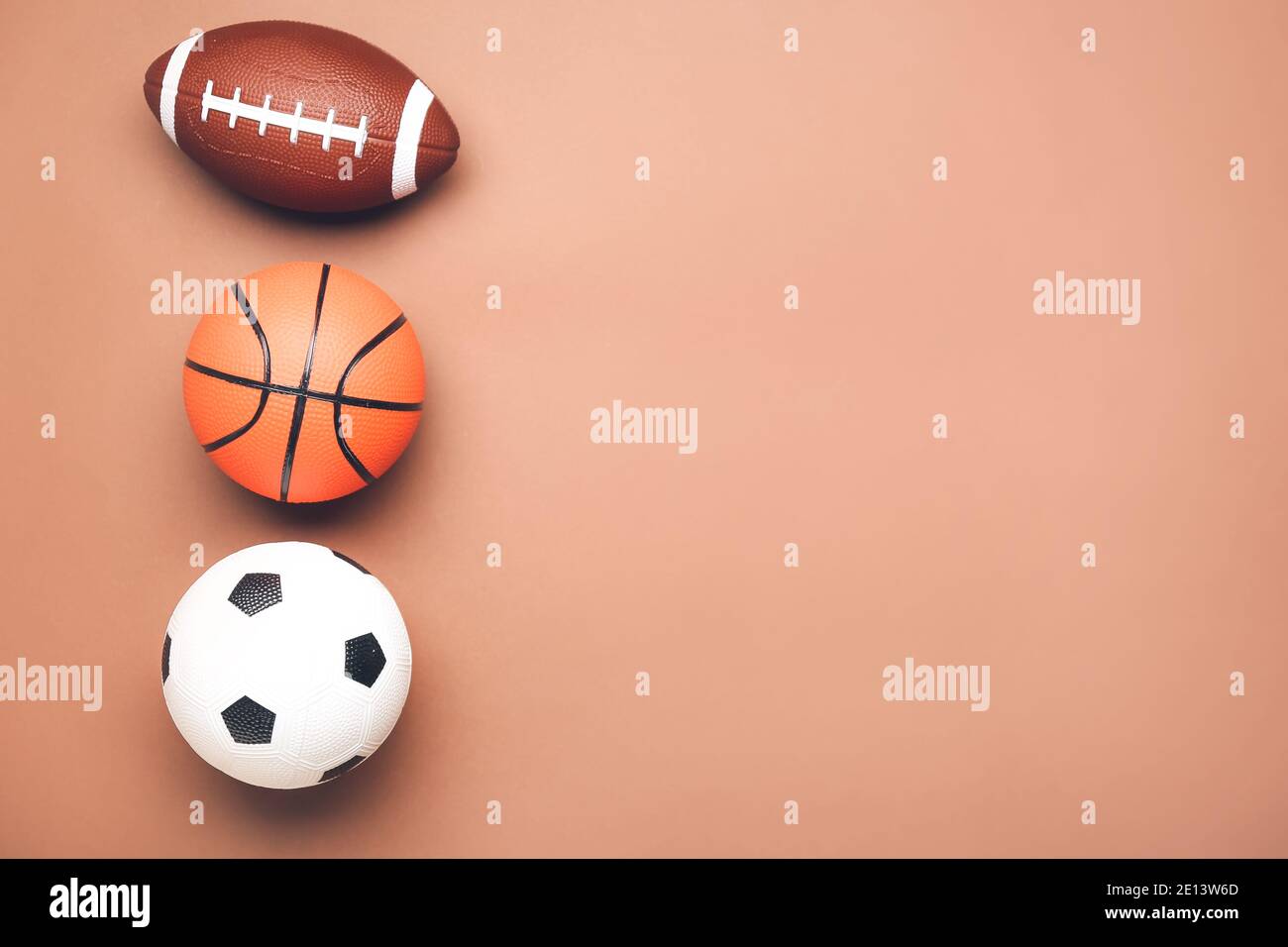 Sports balls on color background Stock Photo Alamy
