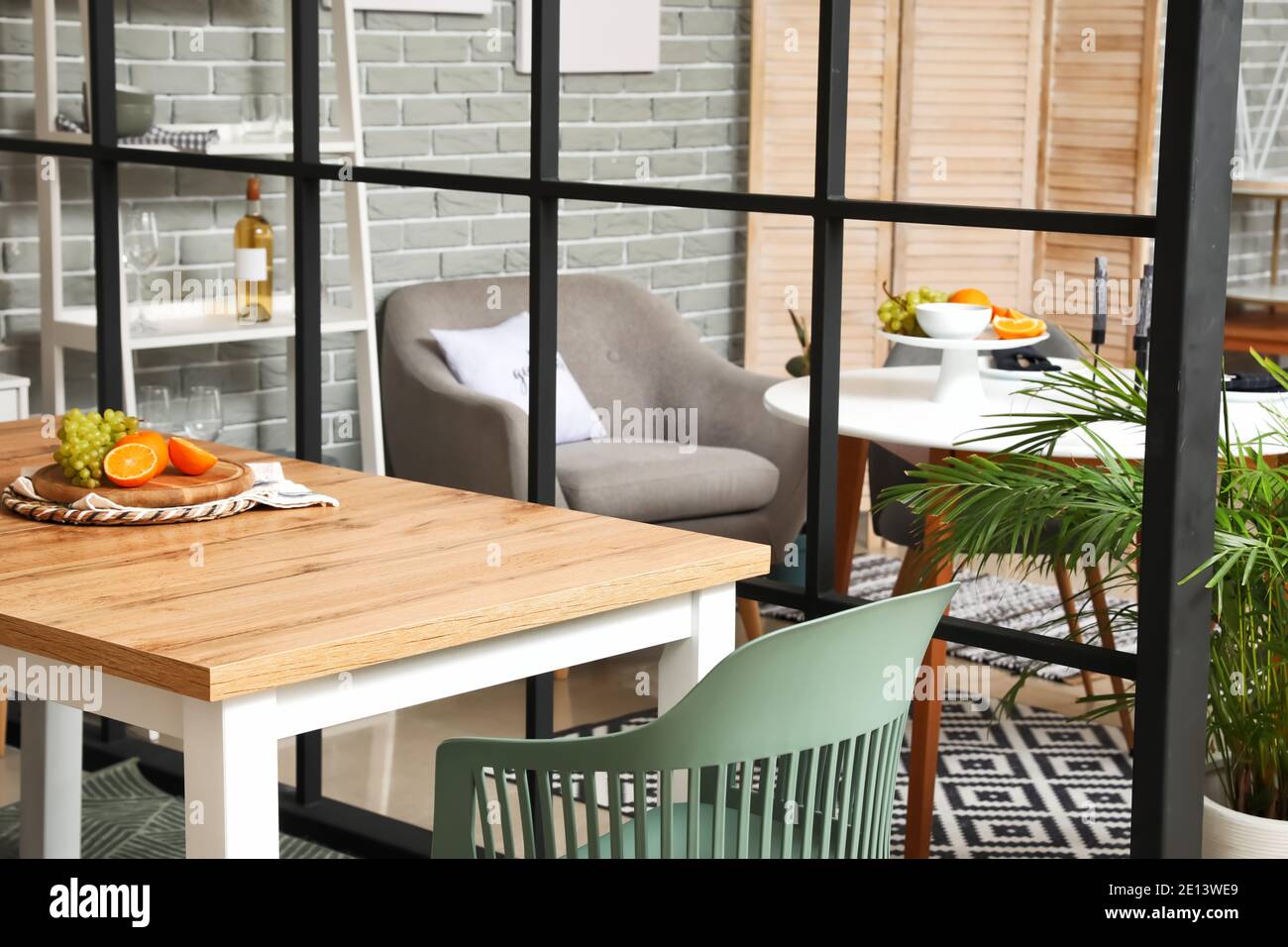 Stylish interior of modern dining room Stock Photo - Alamy