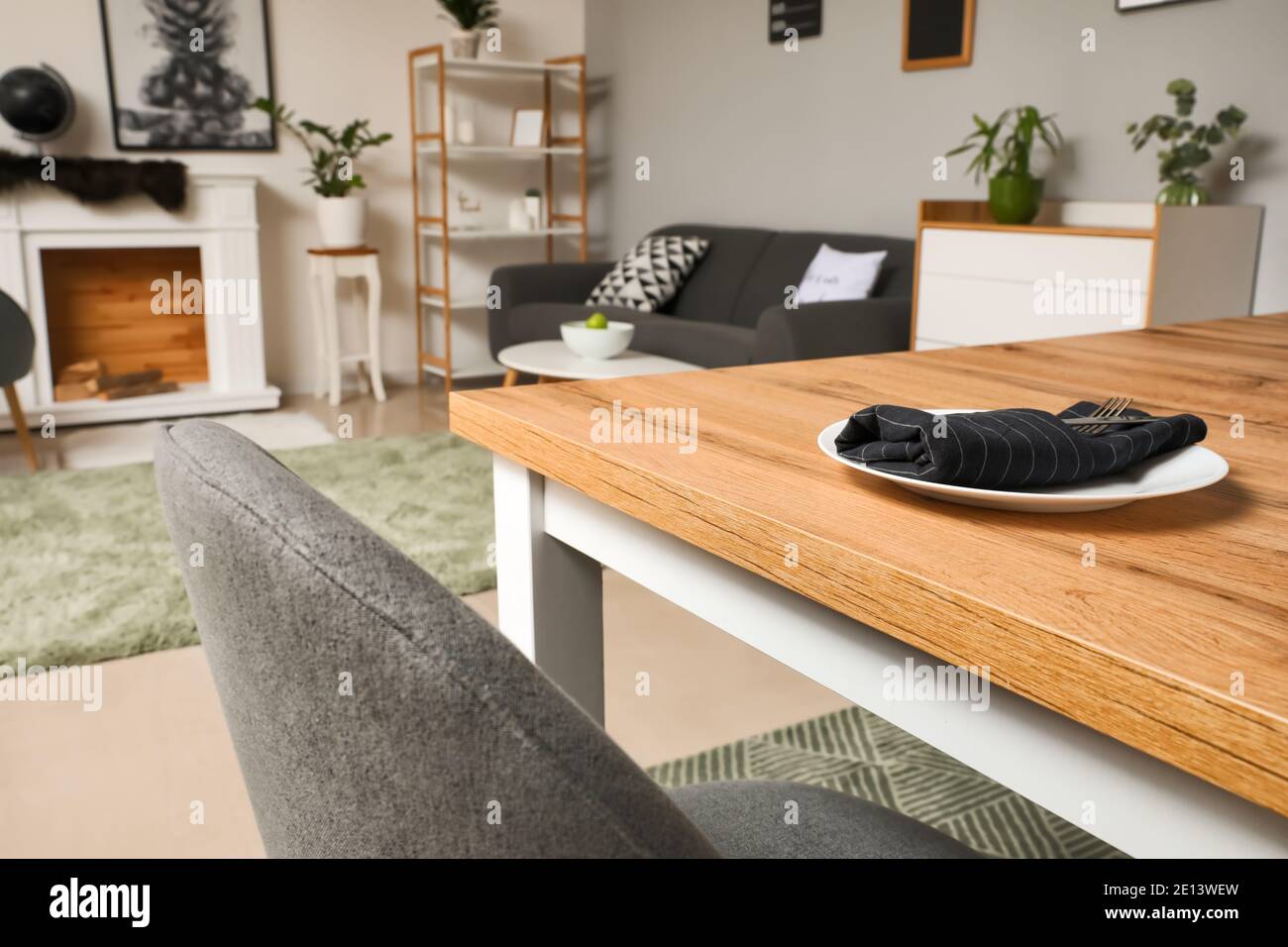 Stylish interior of modern dining room Stock Photo - Alamy