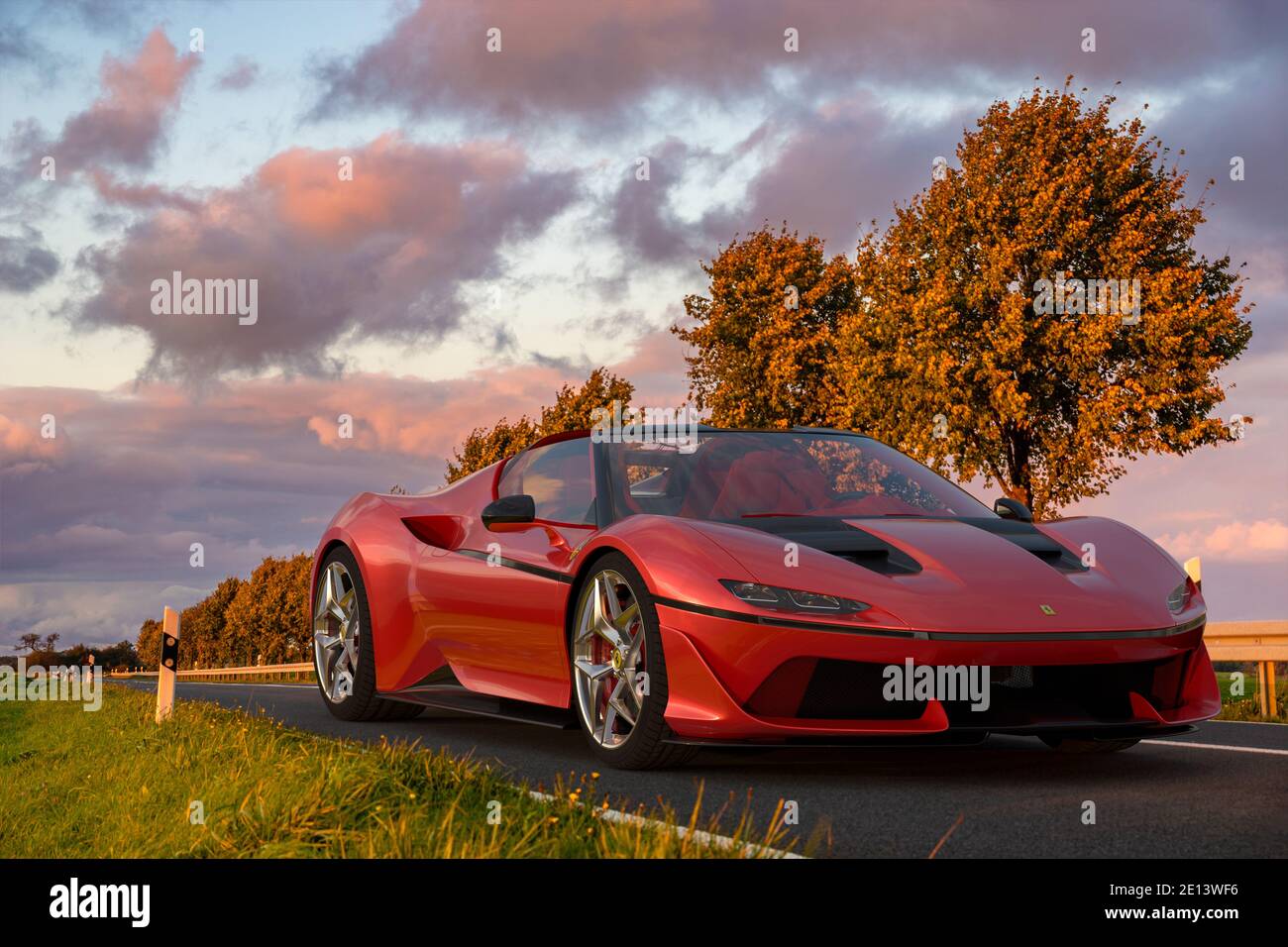 Ferrari J50 is a model based on the 488 Spider. It was designed to celebrate the 50th anniversary of the brand's presence on the Japanese market Stock Photo