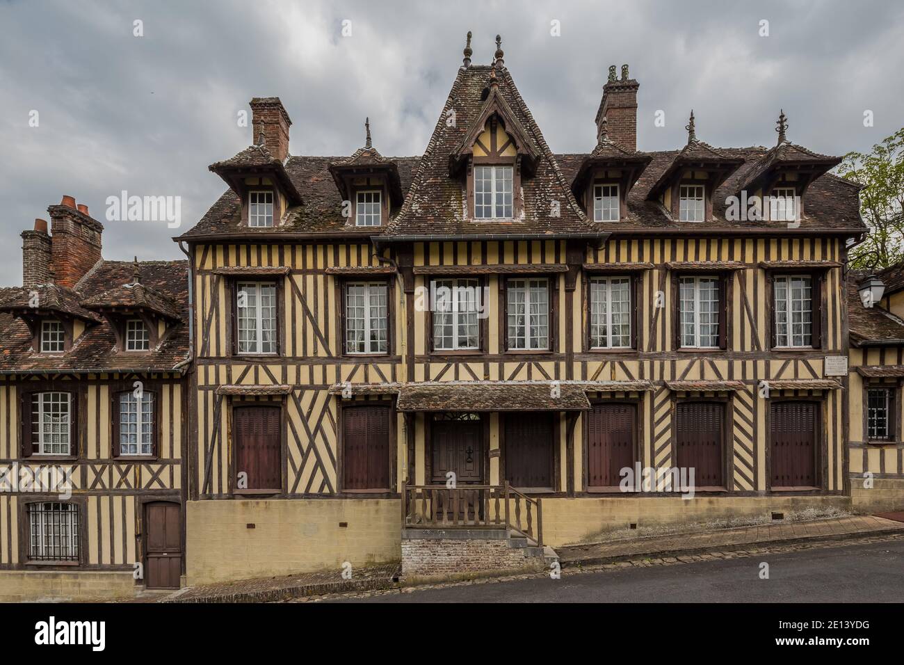 Timber framed house where the composer Maurice Ravel lived in Lyons la foret, Haute Normandy, France Stock Photo