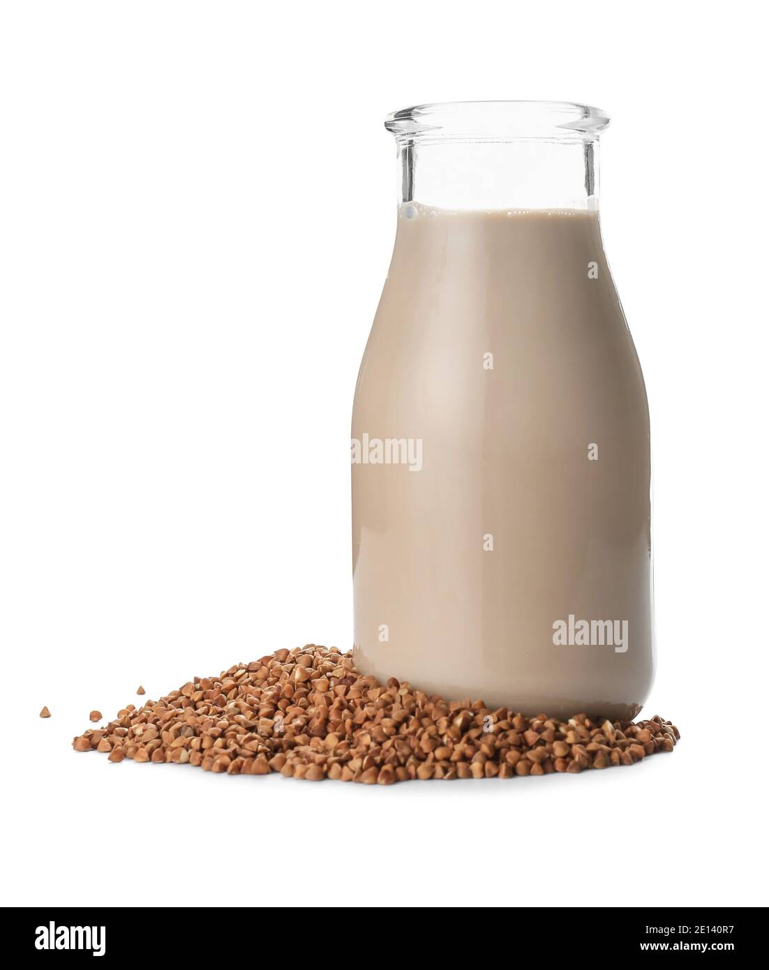 Jug of buckwheat milk isolated on white background Stock Photo Alamy