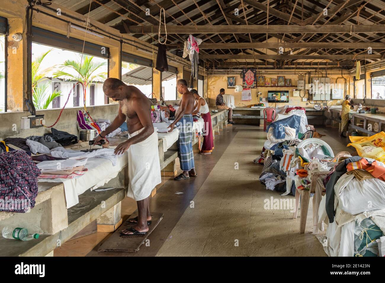 Dhobi Ghat traditional indian laundry in Fort Kochi, Kerala, India Stock Photo