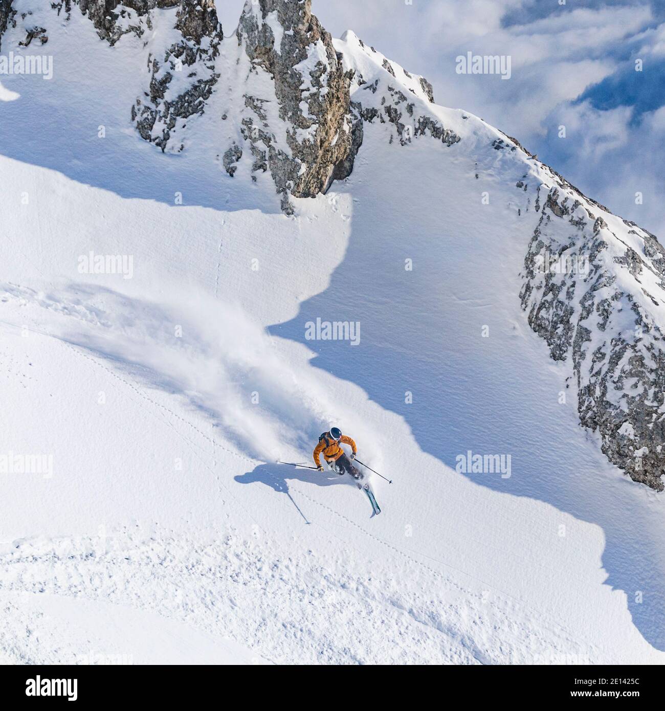 Spectacular Alpine Skiing In Famous Freeride Region Stock Photo Alamy