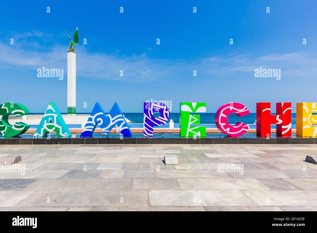 Campeche, Mexico. April 23, 2019: Campeche Seaside town sign. Stock Photo