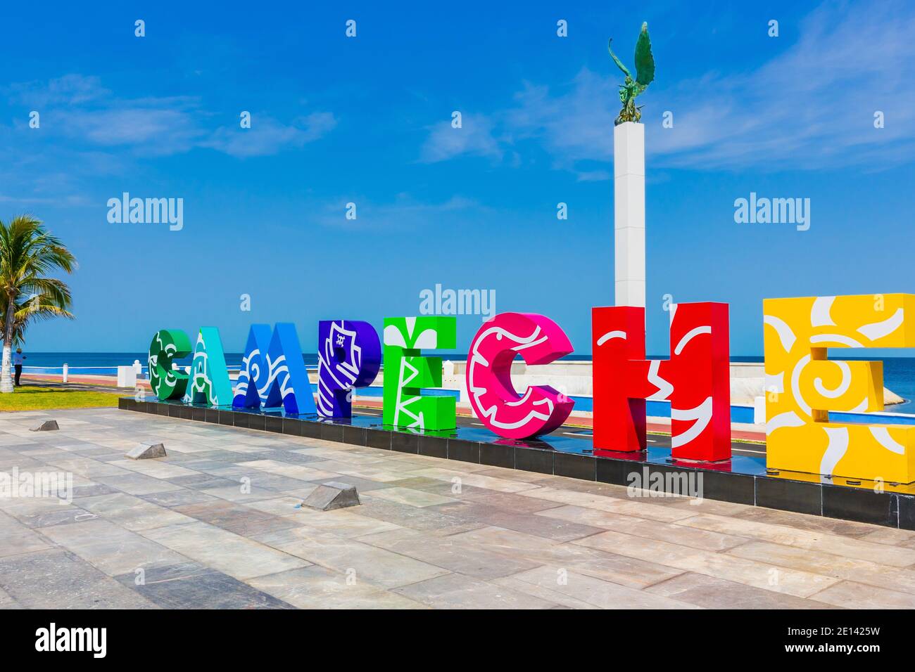 Campeche, Mexico. April 23, 2019: Campeche Seaside town sign. Stock Photo