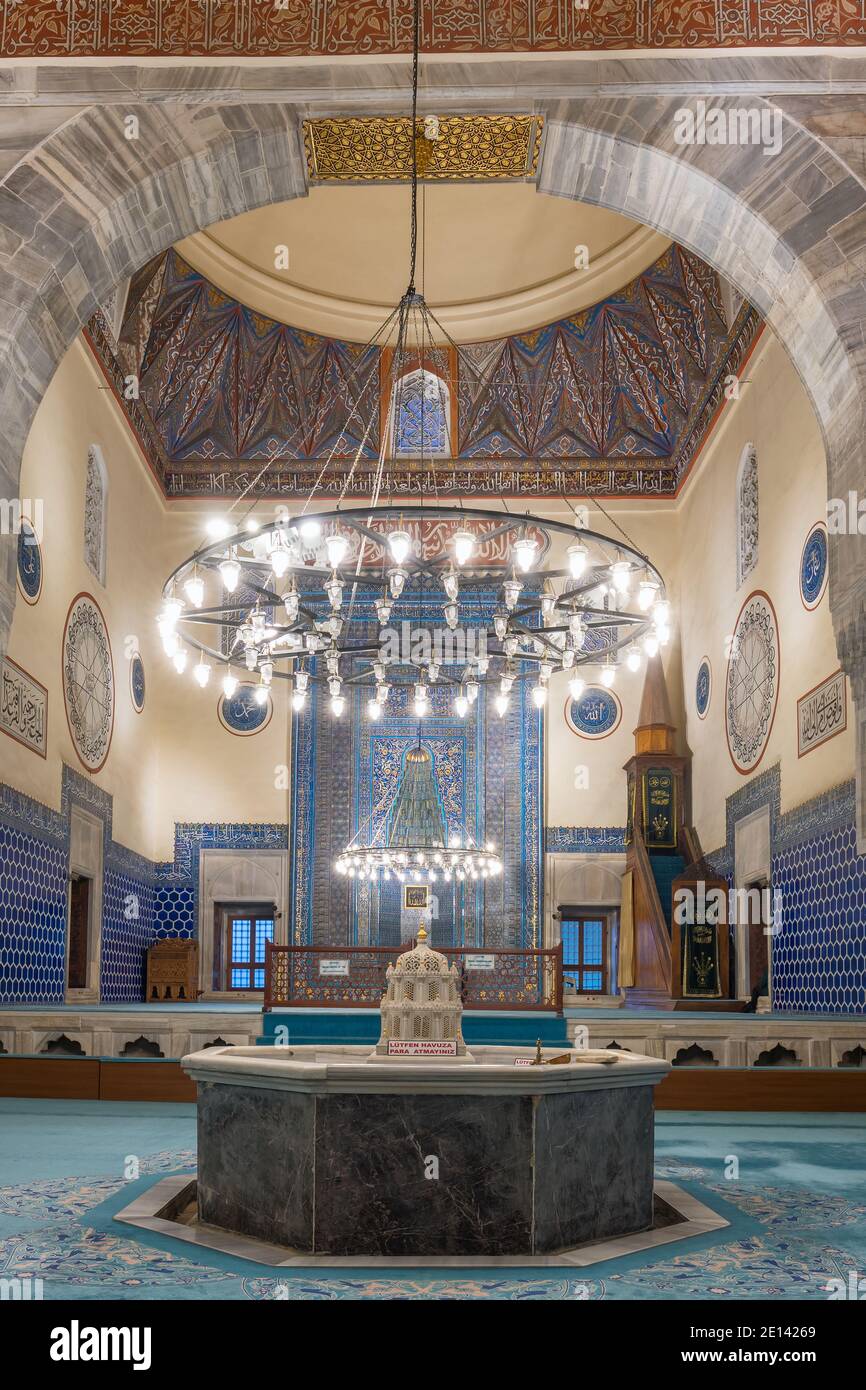 Interior view of Green Mosque also known as Mosque of Mehmed I in Bursa, Turkey Stock Photo