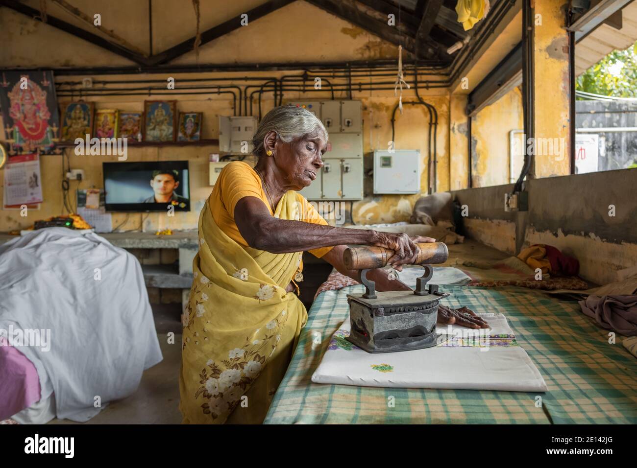 Dhobi Ghat traditional indian laundry in Fort Kochi, Kerala, India Stock Photo