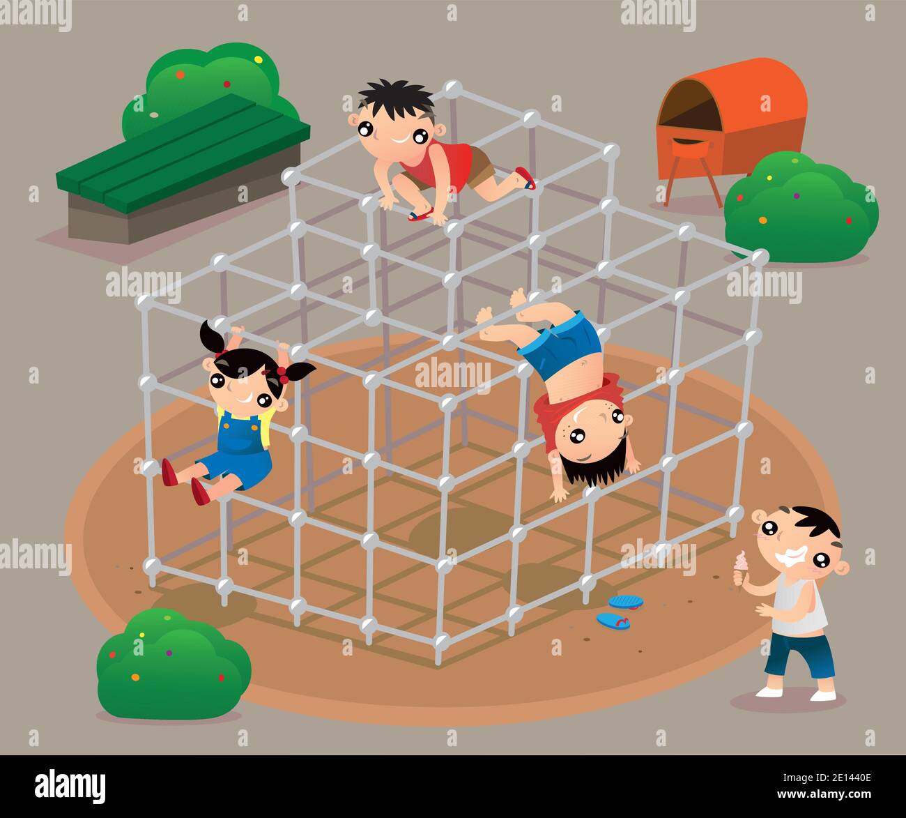 Hong Kong kids playing old-fashioned climbing frame in playground Stock  Vector Image & Art - Alamy