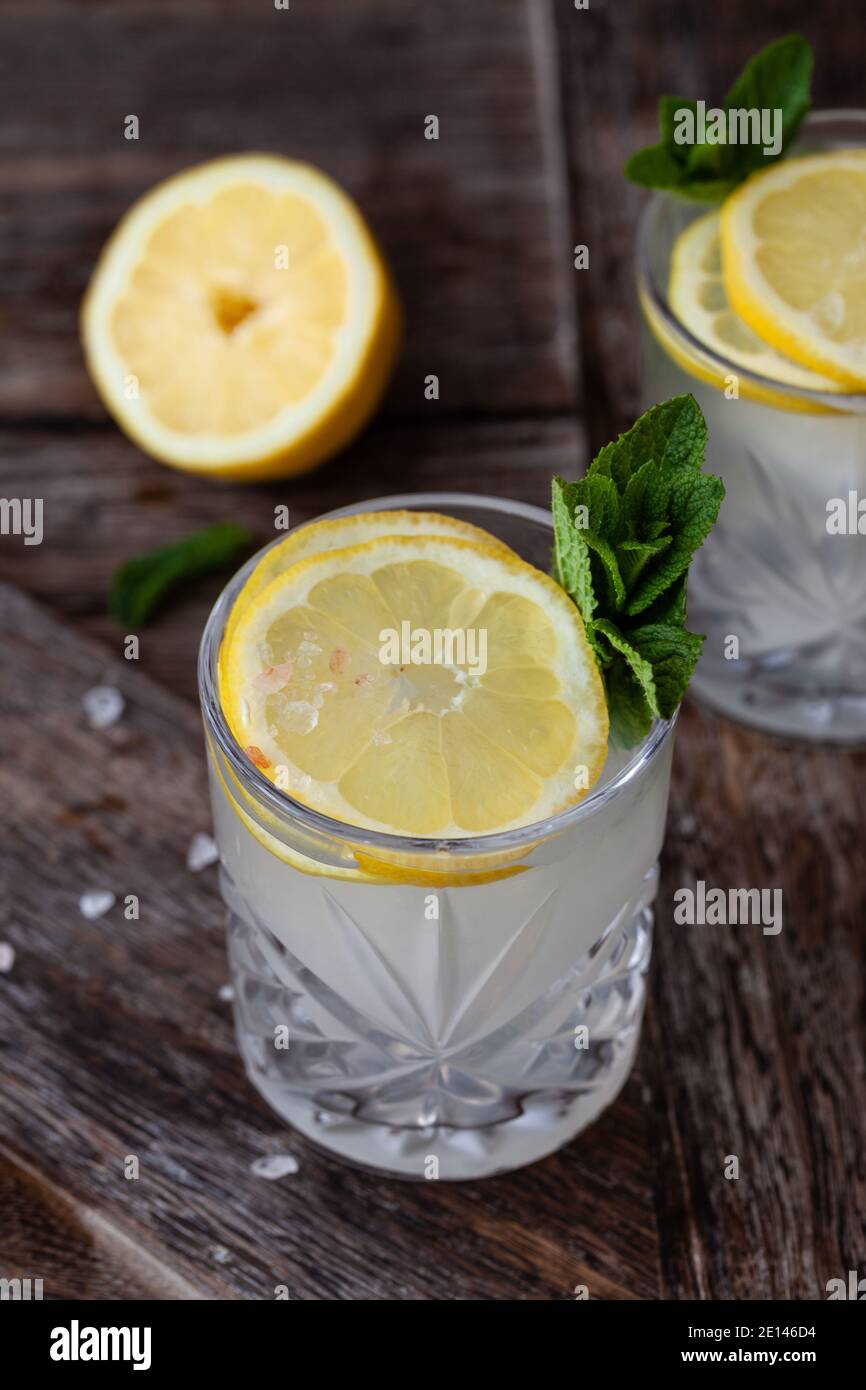 Gin Tonic With Slices Of Lemon Stock Photo Alamy