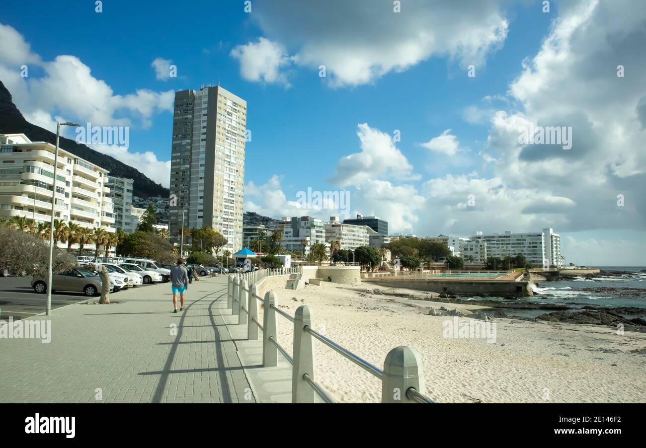 Sea Point, Cape Town, South Africa - 10/09/20 Vibrant view of Sea Point Promenade. Stock Photo