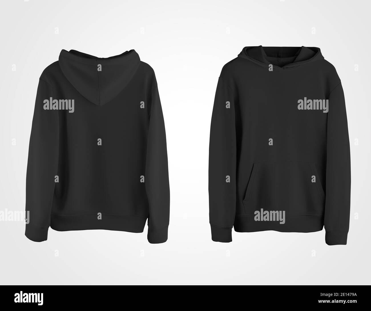 Black hoodie mockup with pocket and hood isolated on white background ...