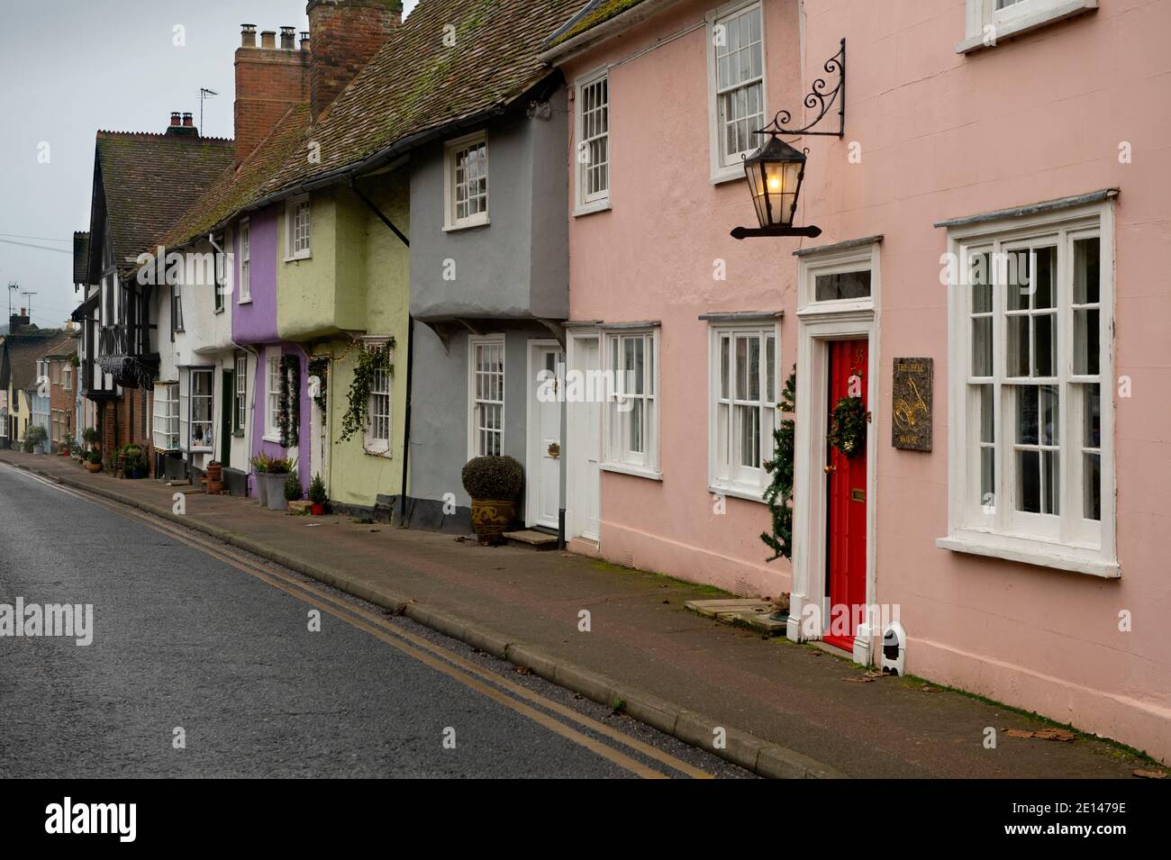 Saffron Walden Essex England UK January 2021 Castle Street showing