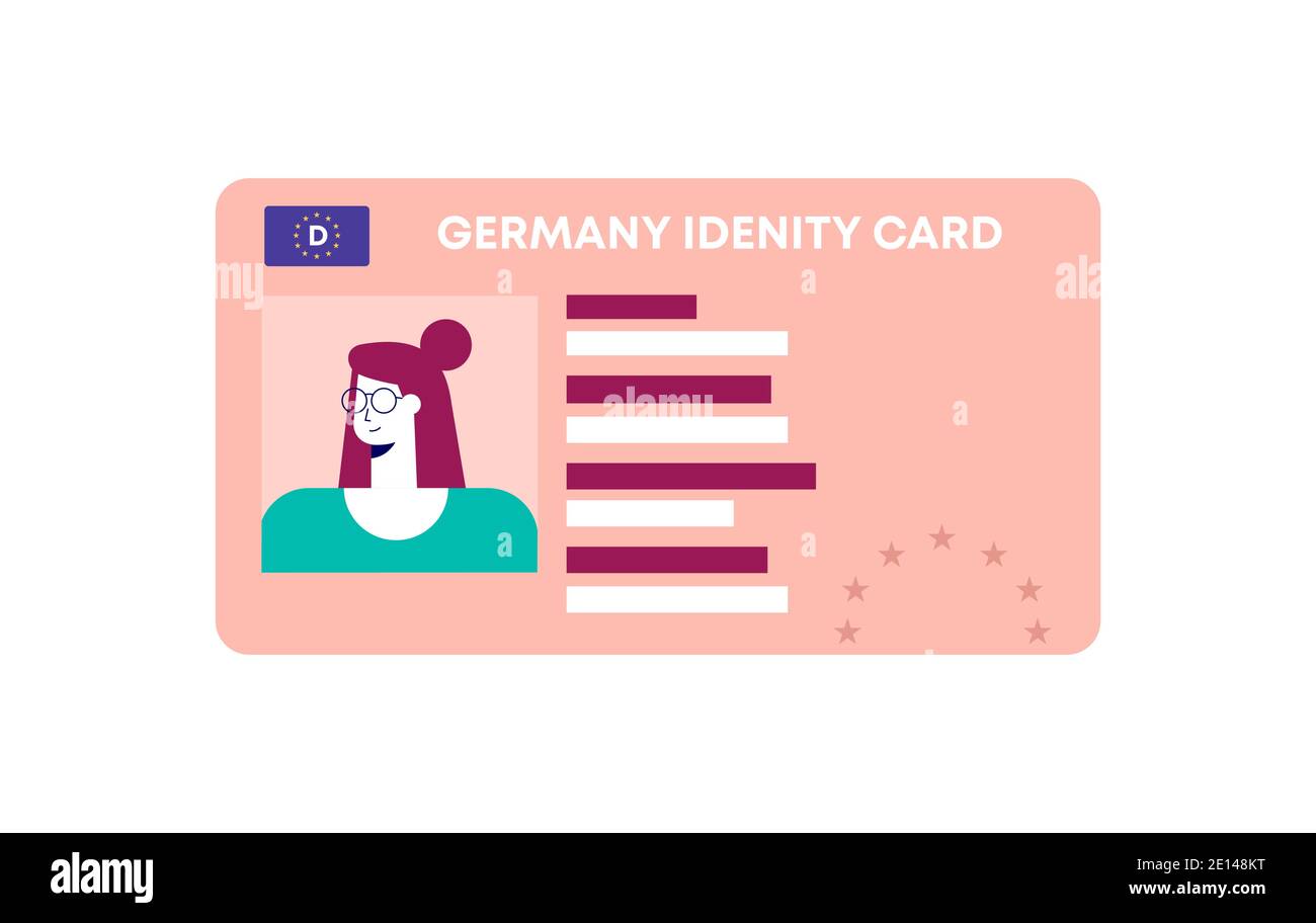 Germany id card template. North european identification card with In Personal Identification Card Template