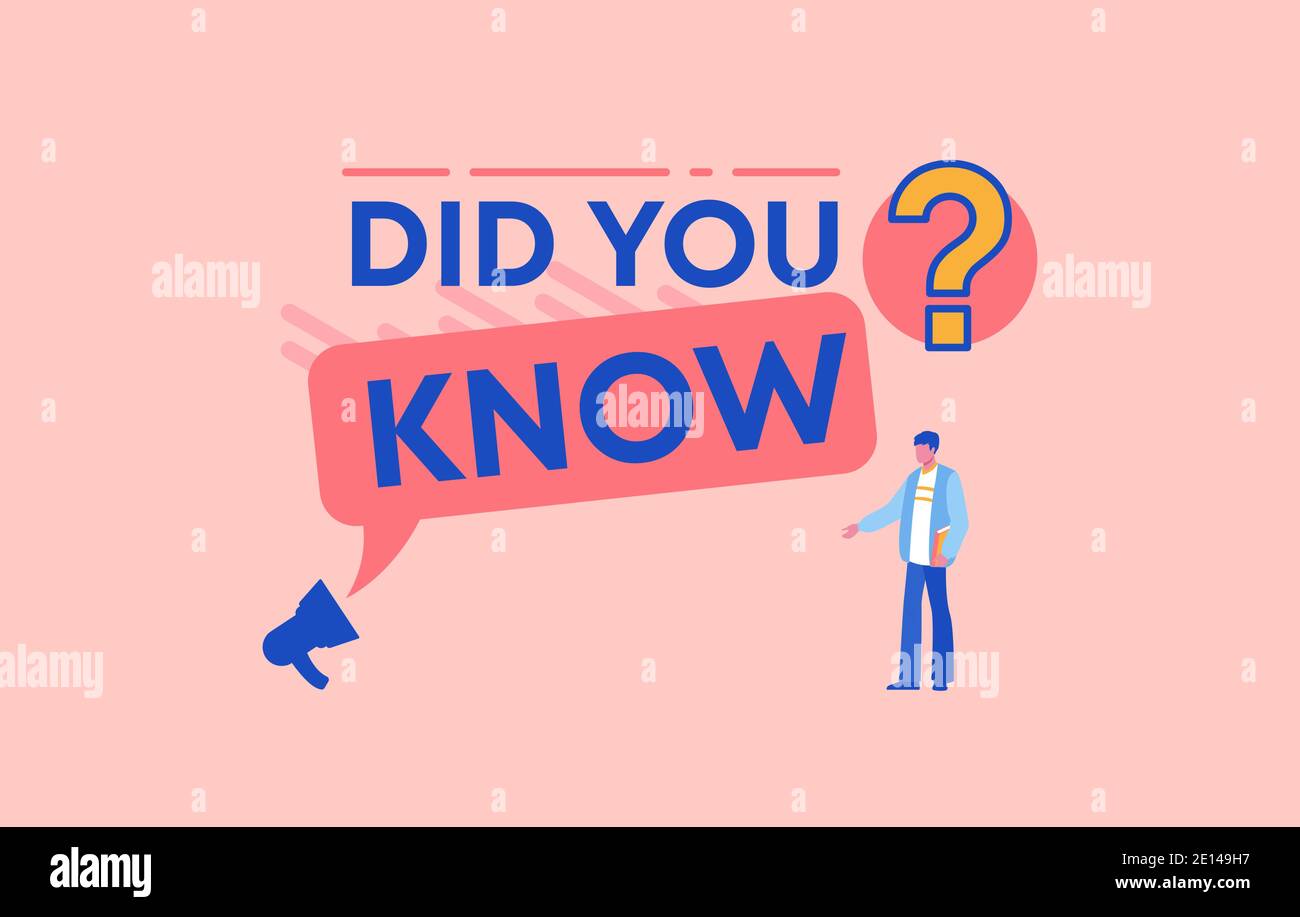 Did you know. Pink question with conversation and communication on solving issues necessary knowledge. Stock Vector