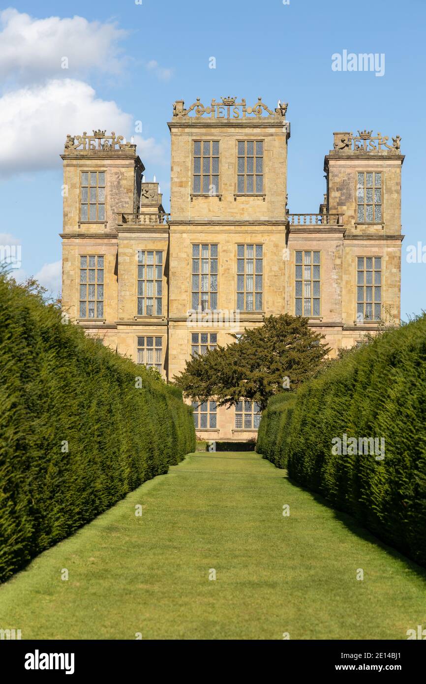 Hardwick Hall, home of Black Bess, in Derbyshire, England - a fine stately home of renaissance architecture Stock Photo
