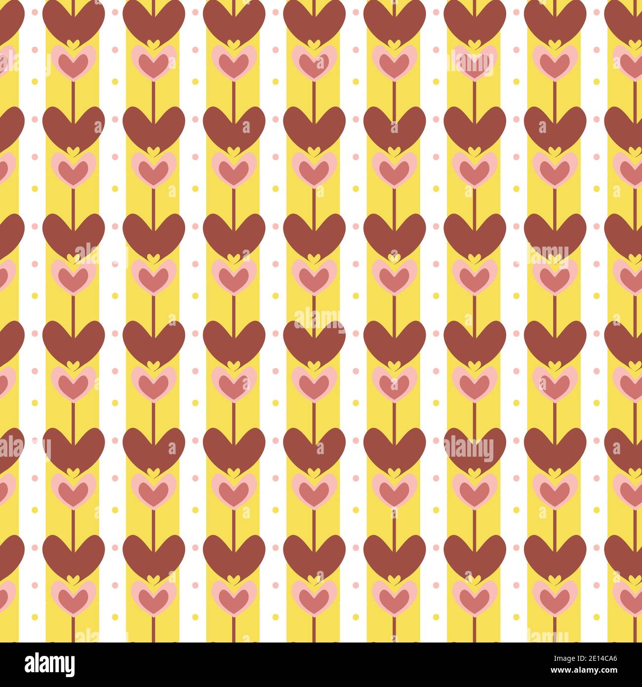 heart shaped tulips field seamless vector pattern Stock Vector