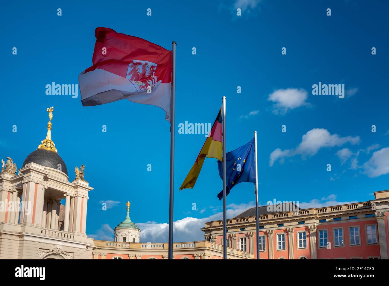 The National Flag Of Brandenburg In Potsdam Stock Photo