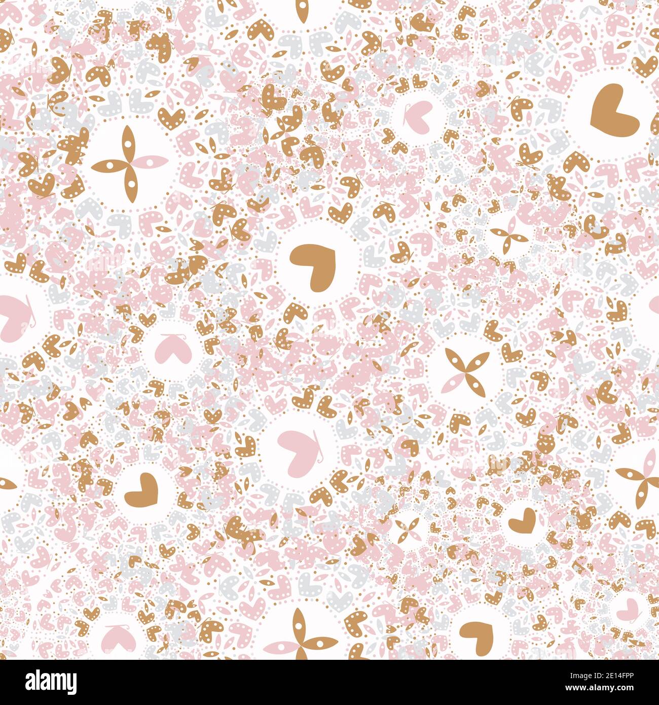 hearts and butterflies seamless vector pattern Stock Vector