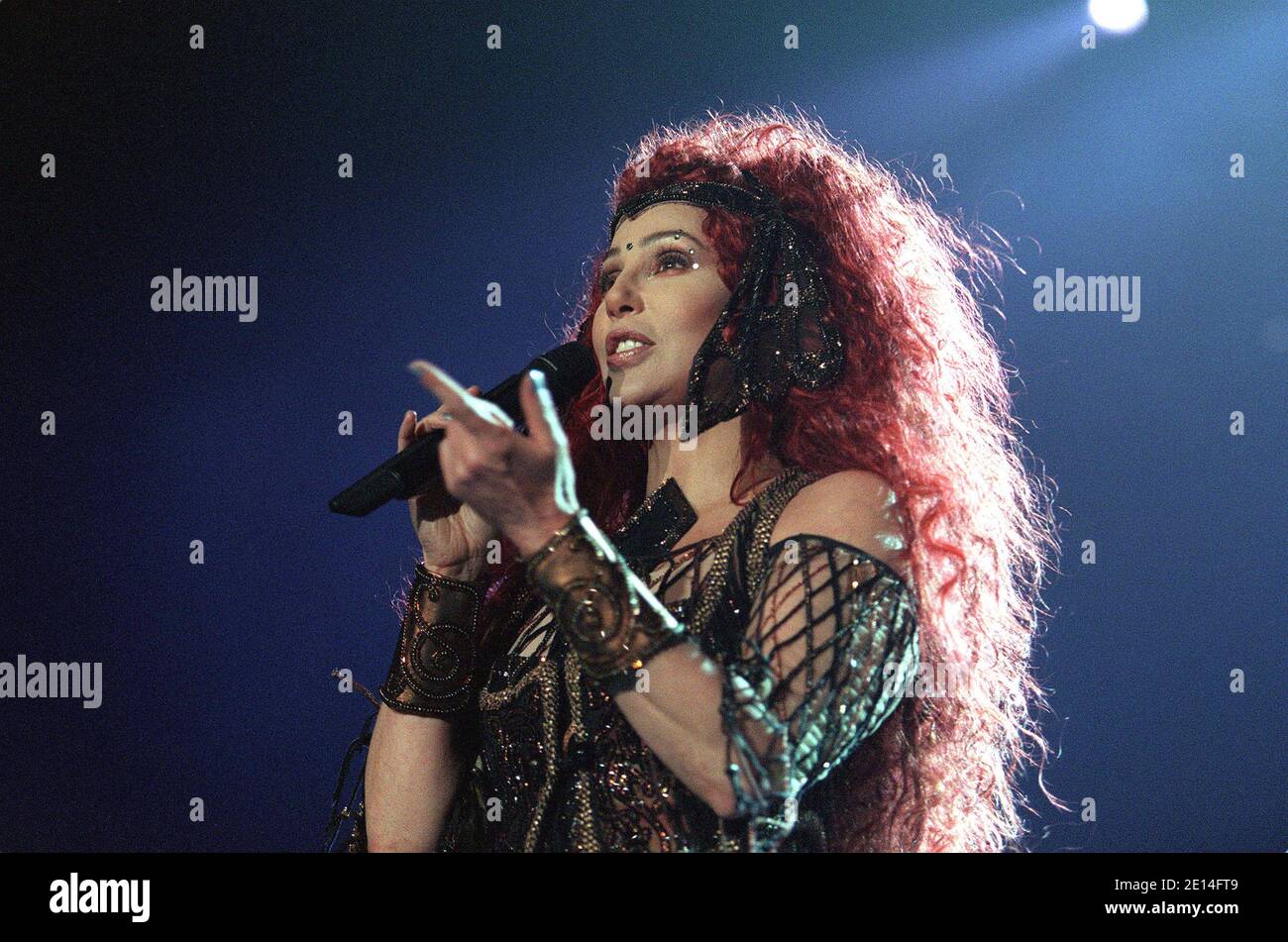 Cher in concert at Wembley Arena in London, UK. 15th October 1999. Stock Photo