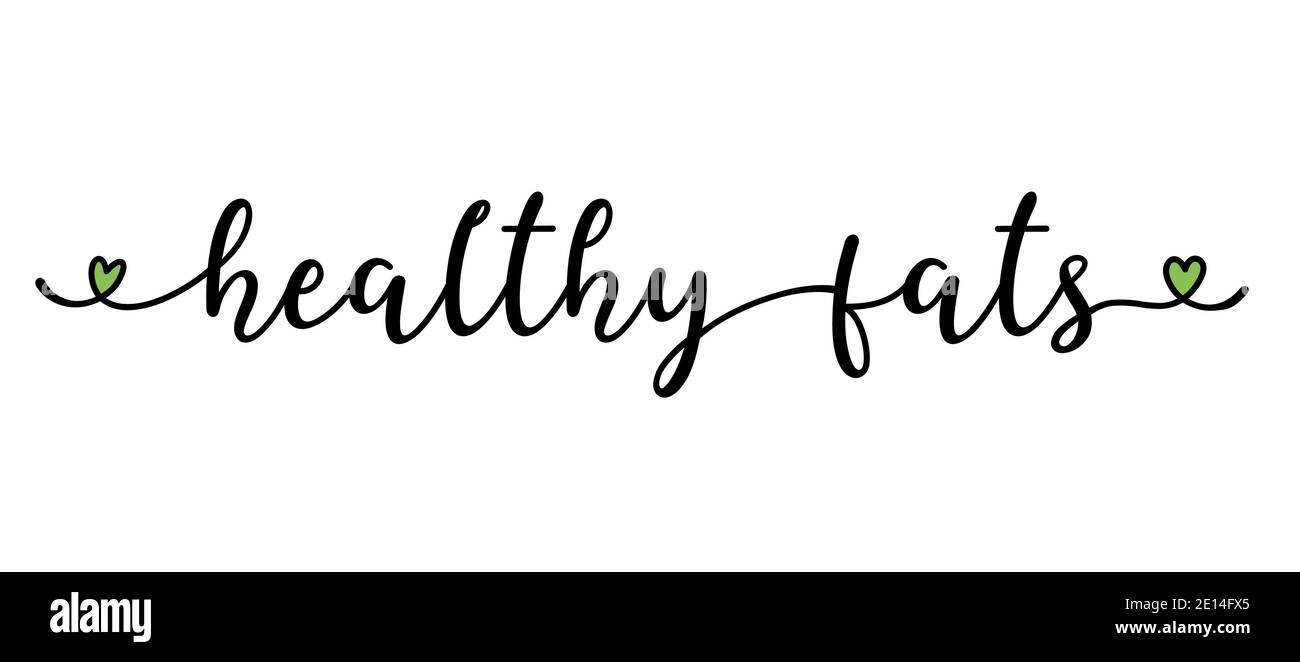 Hand sketched HEALTHY FATS quote as logo. Lettering for web ad banner, flyer, header, advertisement, poster, label,sticker,announcement Stock Vector