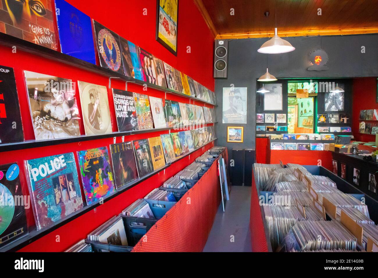 Observatory - Cape Town, South Africa - 02/12/2020 Revolution Records in Observatory. Funky and retro feel in front of the store. Stock Photo