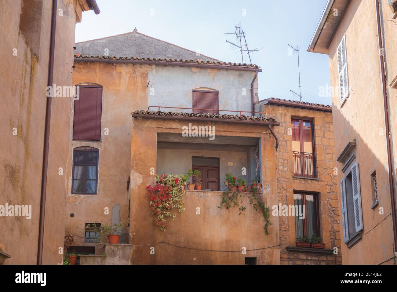 A charming old town home in the Etruscan hilltop village of Orvieto, Umbria in Italy. Stock Photo