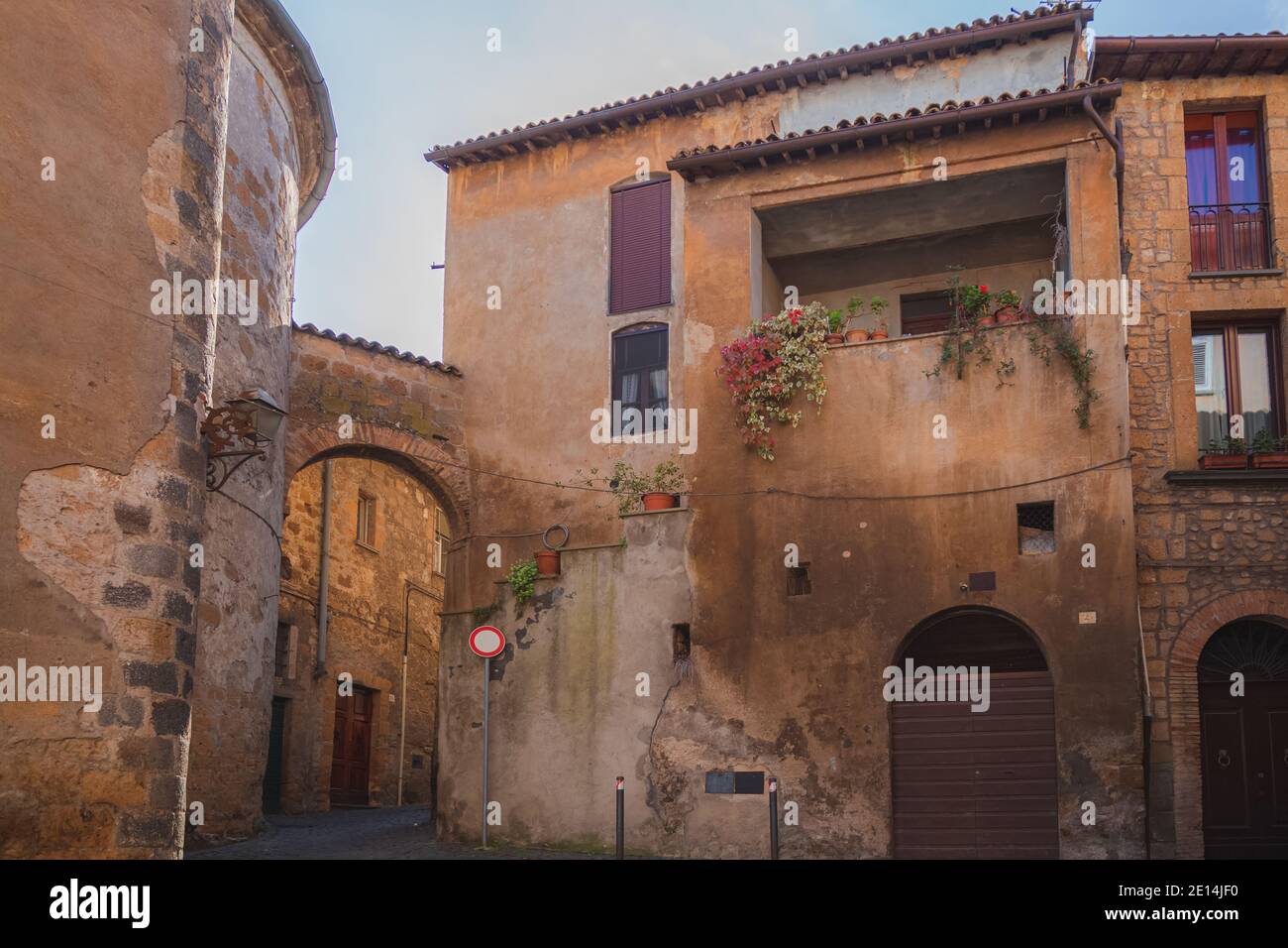A charming old town home in the Etruscan hilltop village of Orvieto, Umbria in Italy. Stock Photo