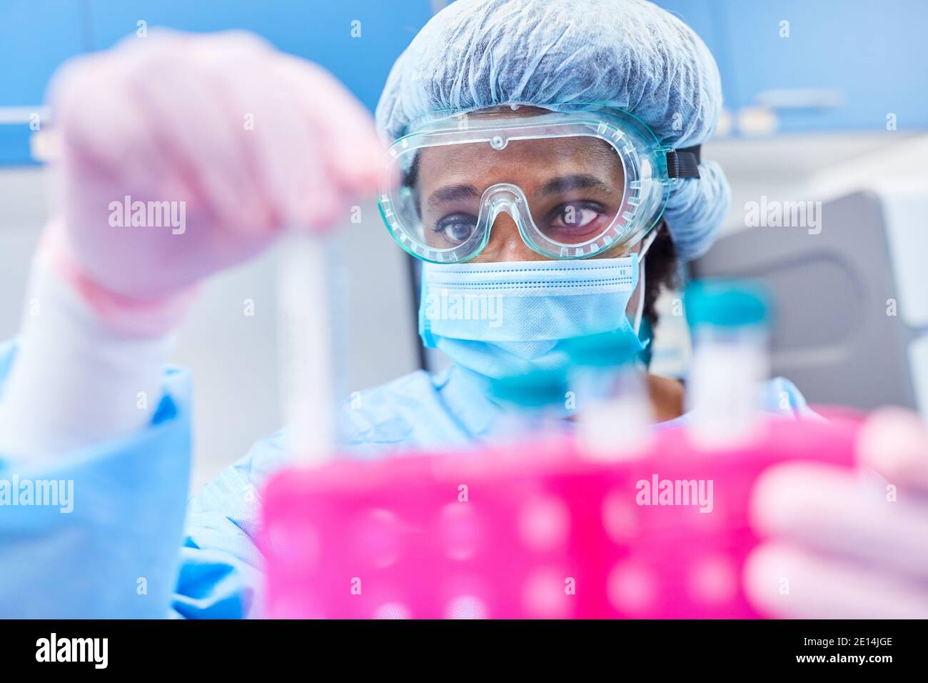 Doctors examine Covid-19 samples in the laboratory for mutations and gene sequences Stock Photo