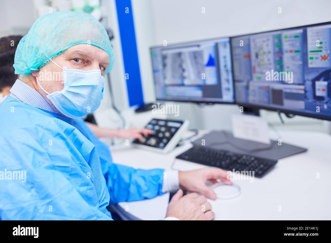 Biotech Compute CTA in the biotech laboratory during data analysis on the computer in ...