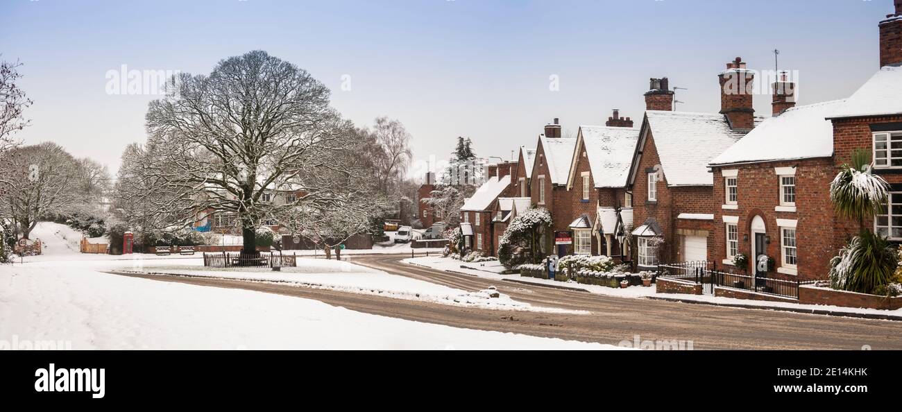 UK, England, Cheshire, Congleton, Astbury, village in winter, panoramic Stock Photo