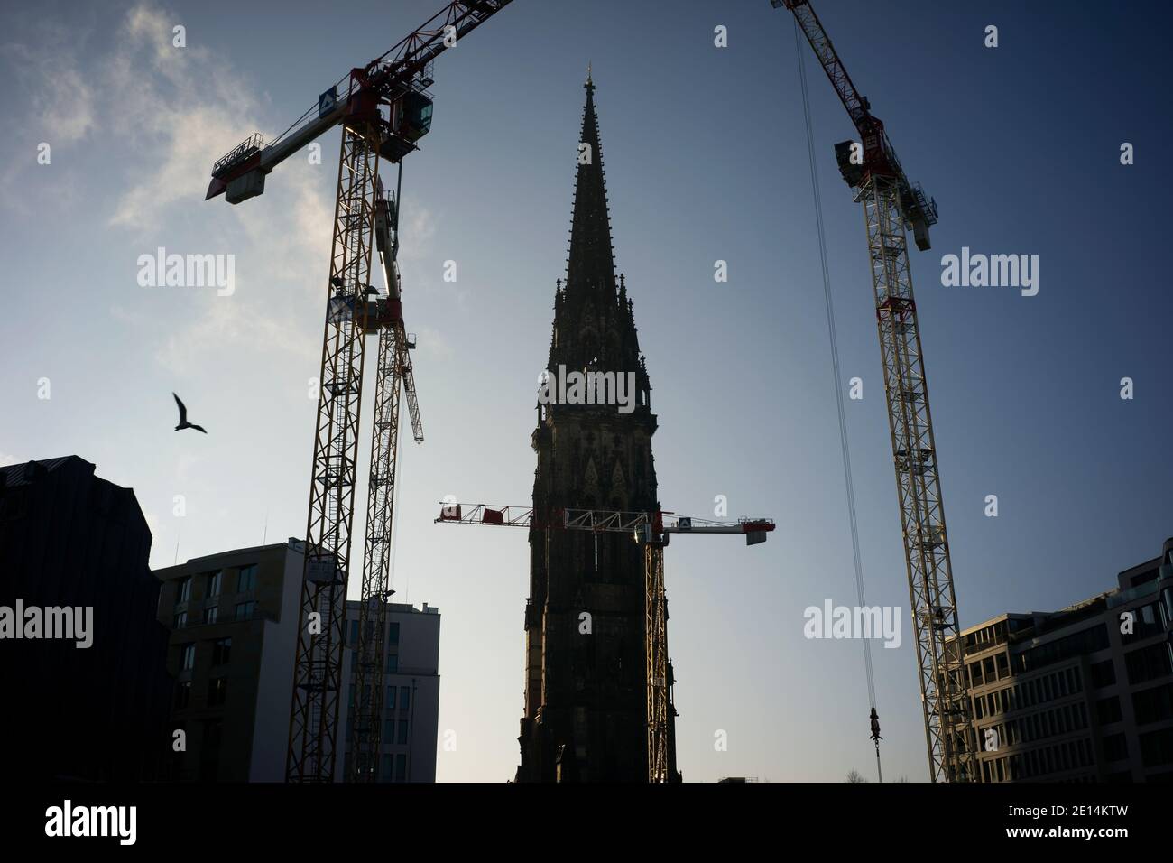 Hamburg Tower Cranes At The Building Site Of The Otto Wulff Bid Nikolai Quartier A Large Scale Commercial Development Project In Central Hamburg Stock Photo Alamy