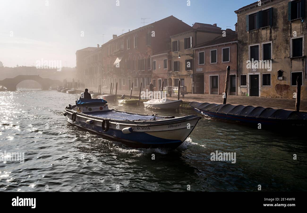 Venice cargo motorboat hi-res stock photography and images - Alamy