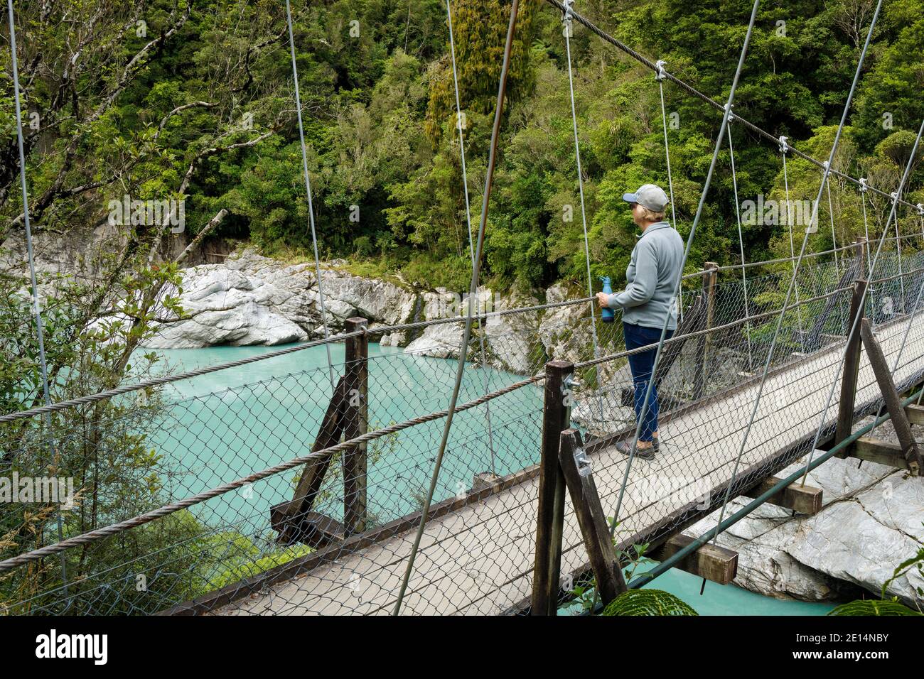 Hokitika Gorge, part of the scenic reserve, and the Hokitika River flowing through the granite rock formations. South Island West Coast, New Zealand. Stock Photo