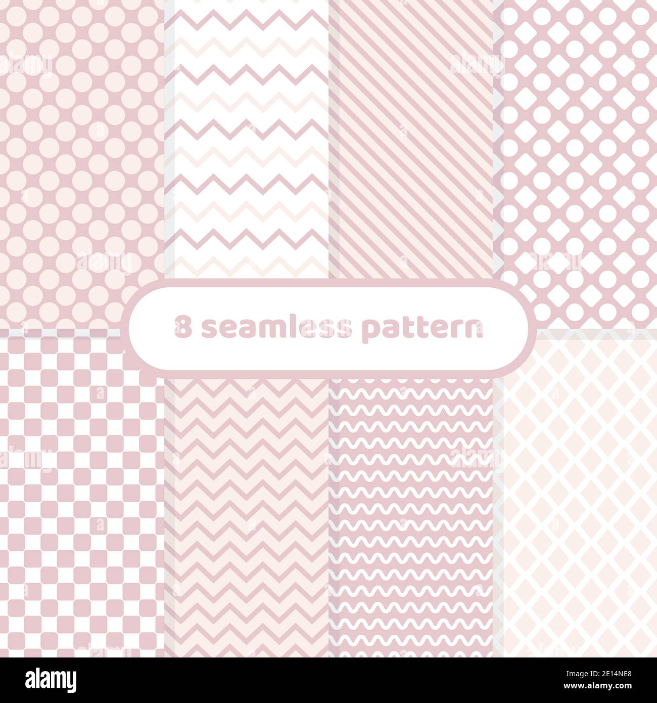 Cute different vector seamless patterns . Pink color. Geometric color ...