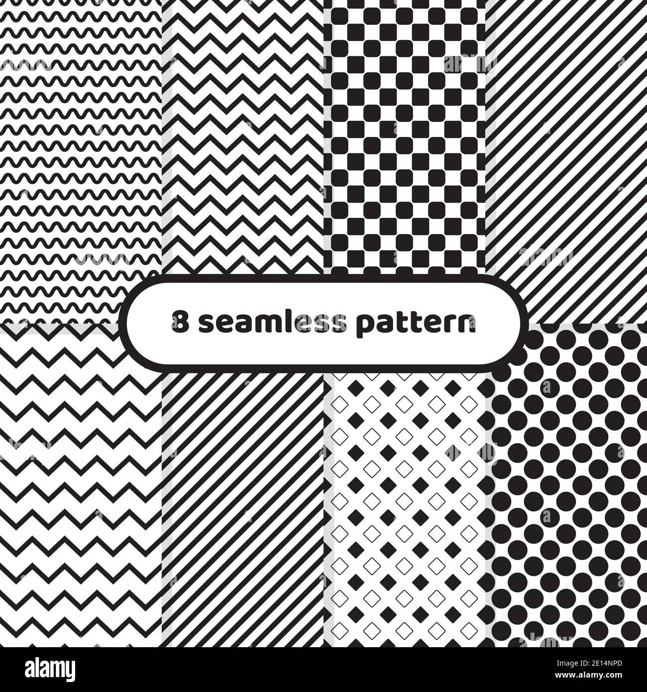 Collection of seamless geometric minimalistic patterns. Black and white ...