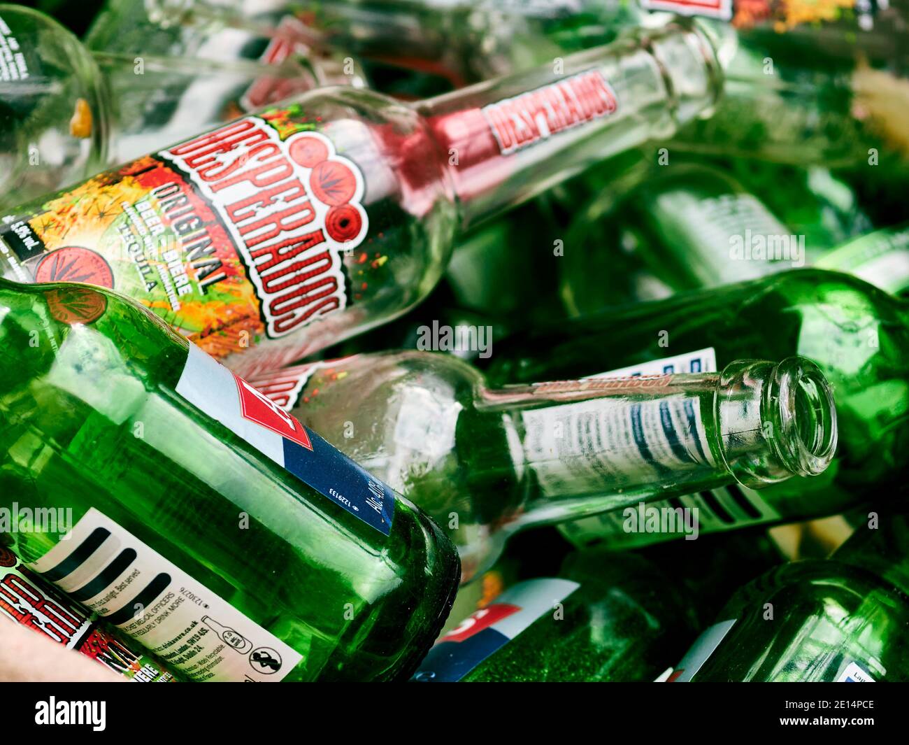Empty Glass Bottles for Recycle Collection Stock Photo