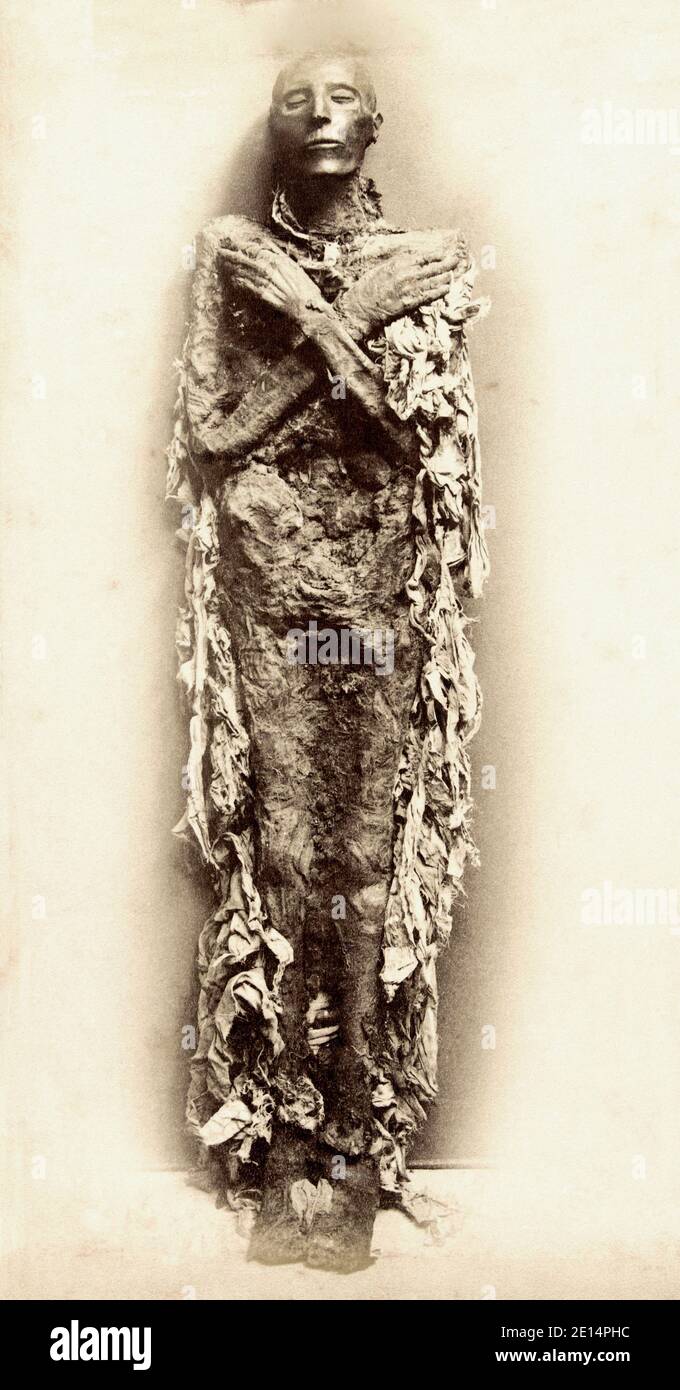 Mummified body of Egyptian Pharaoh Seti I, reigned 1290 - 1279 BC. Stock Photo