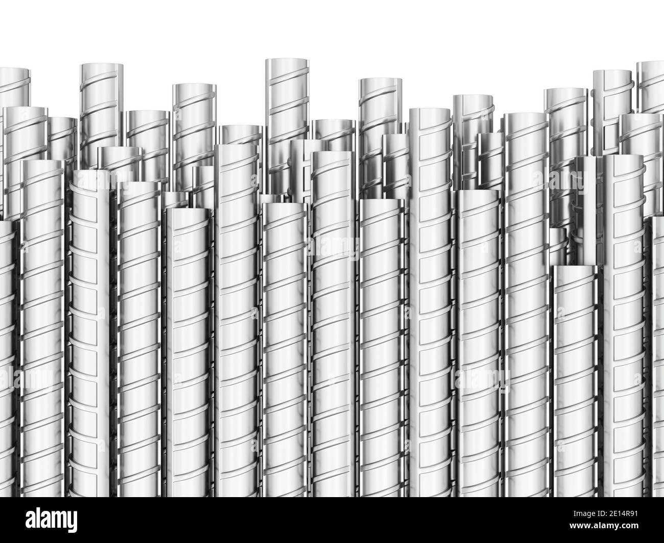 Steel reinforced bars. 3d illustration isolated on white background Stock Photo