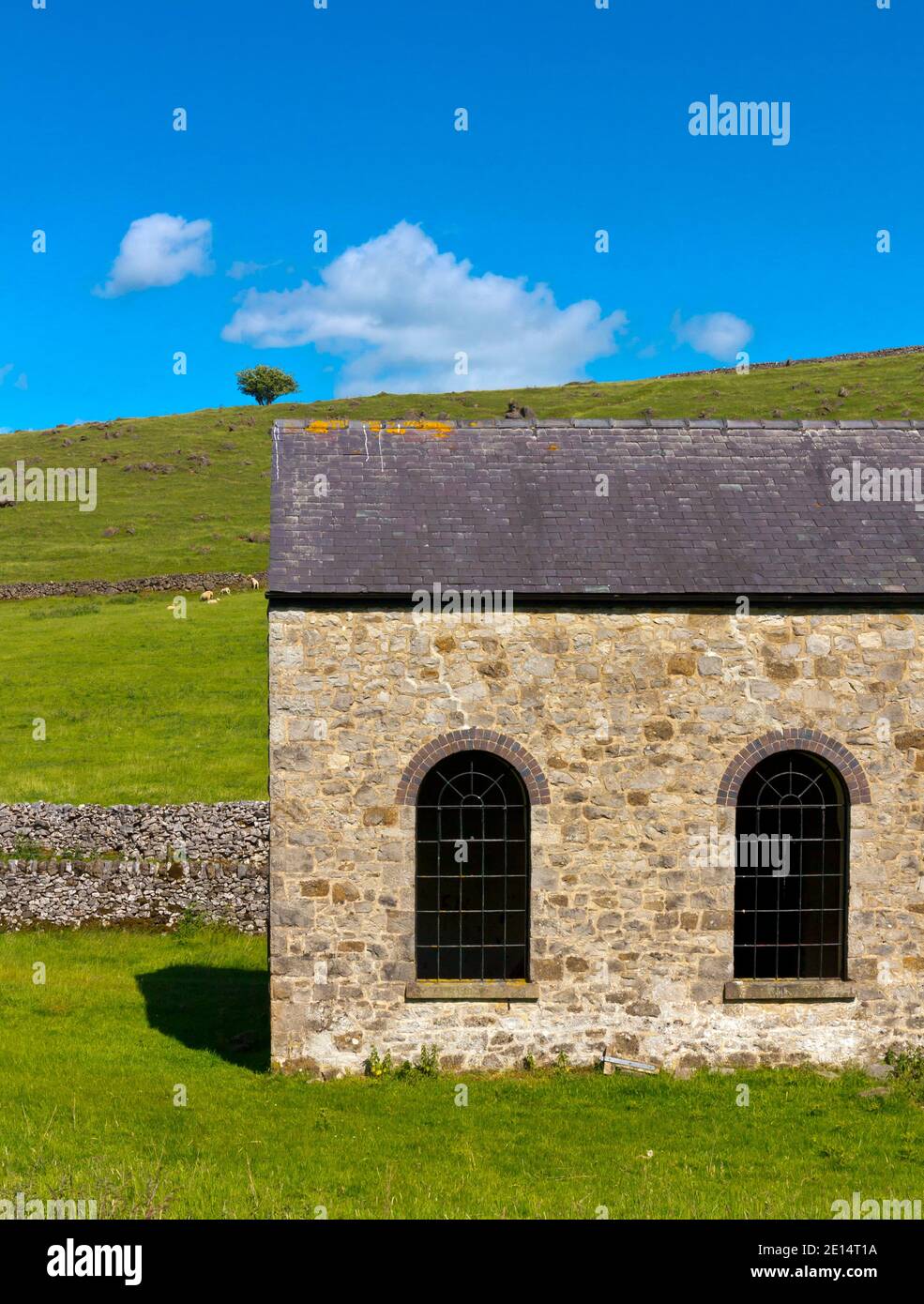 Nineteenth century pump house at Roystone Grange near Pikehall in the Peak District National Park Derbyshire England UK built to power quarry drills. Stock Photo