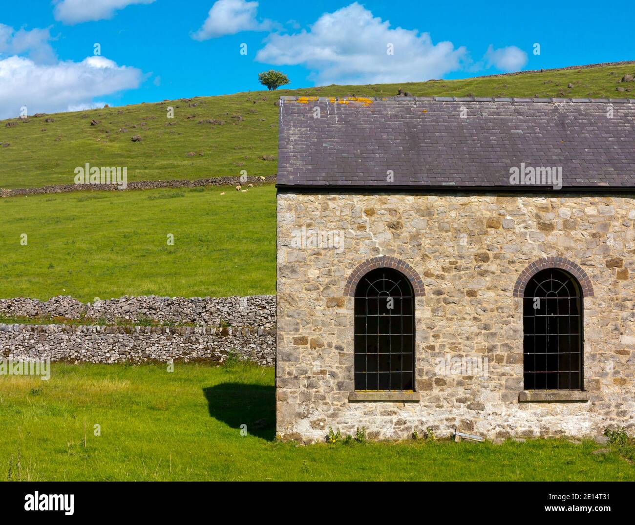 Nineteenth century pump house at Roystone Grange near Pikehall in the Peak District National Park Derbyshire England UK built to power quarry drills. Stock Photo