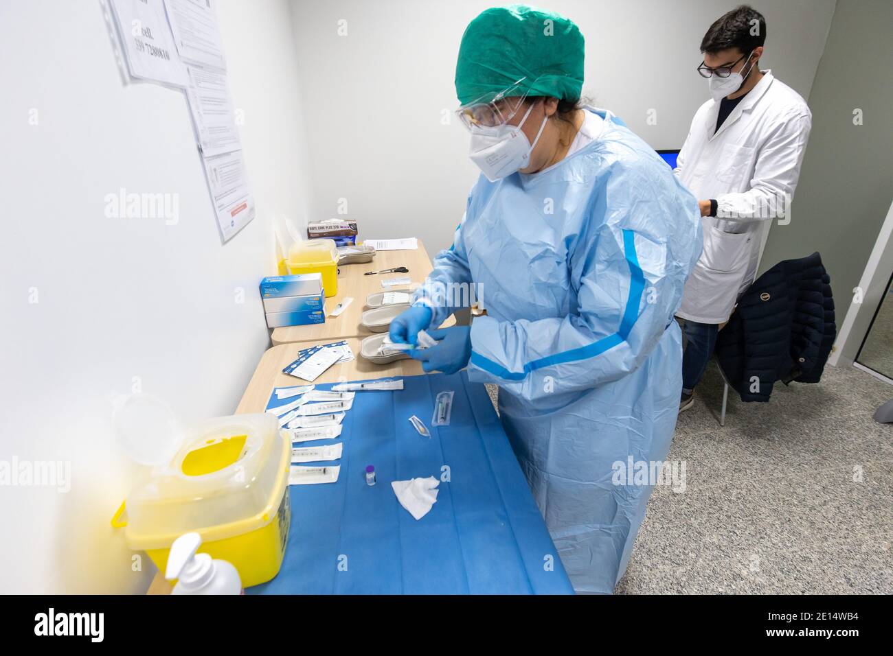 Ferrara, January 4, 2021. Anticovid vaccination at Sant’Anna hospital in Ferrara, Italy.  Credit: Filippo Rubin / Alamy Live News Stock Photo