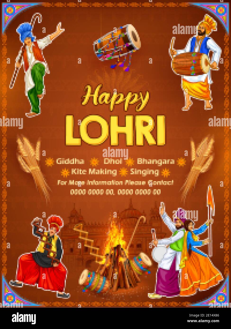 Happy Lohri Holiday Background For Punjabi Festival Stock Vector Image Art Alamy
