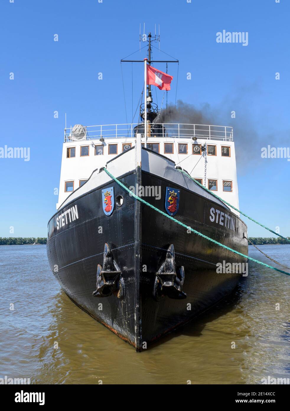 front view of the historic steam icebreaker Stettin at Hamburg, Germany