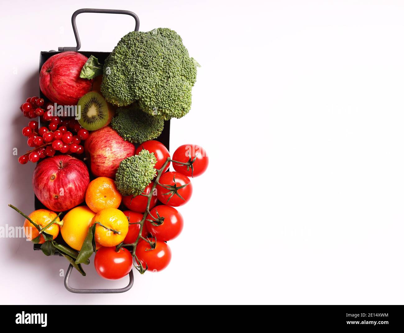 fresh organic fruits and vegetables in a box Stock Photo - Alamy