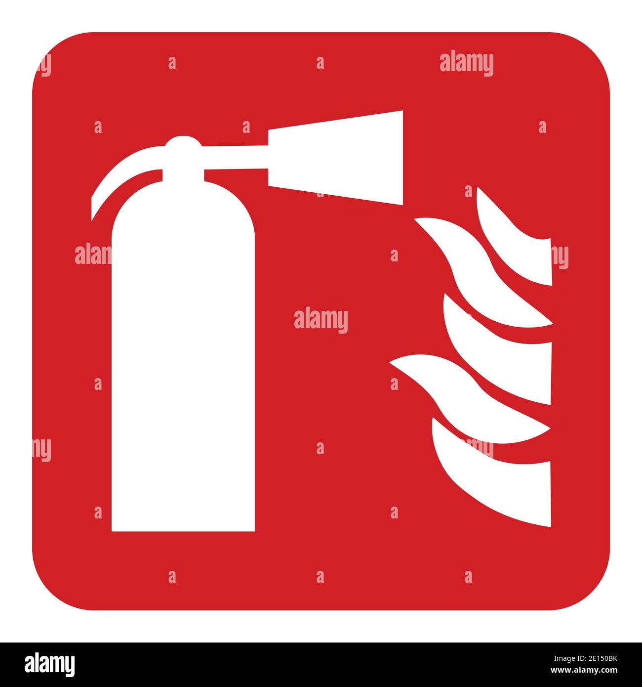 Red and white fire extinguisher sing symbole with flames Stock Vector