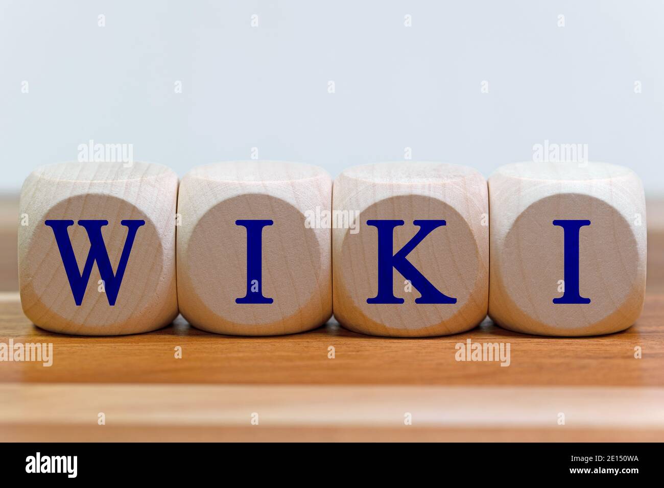 Wooden cubes labeled Wiki, close up Stock Photo