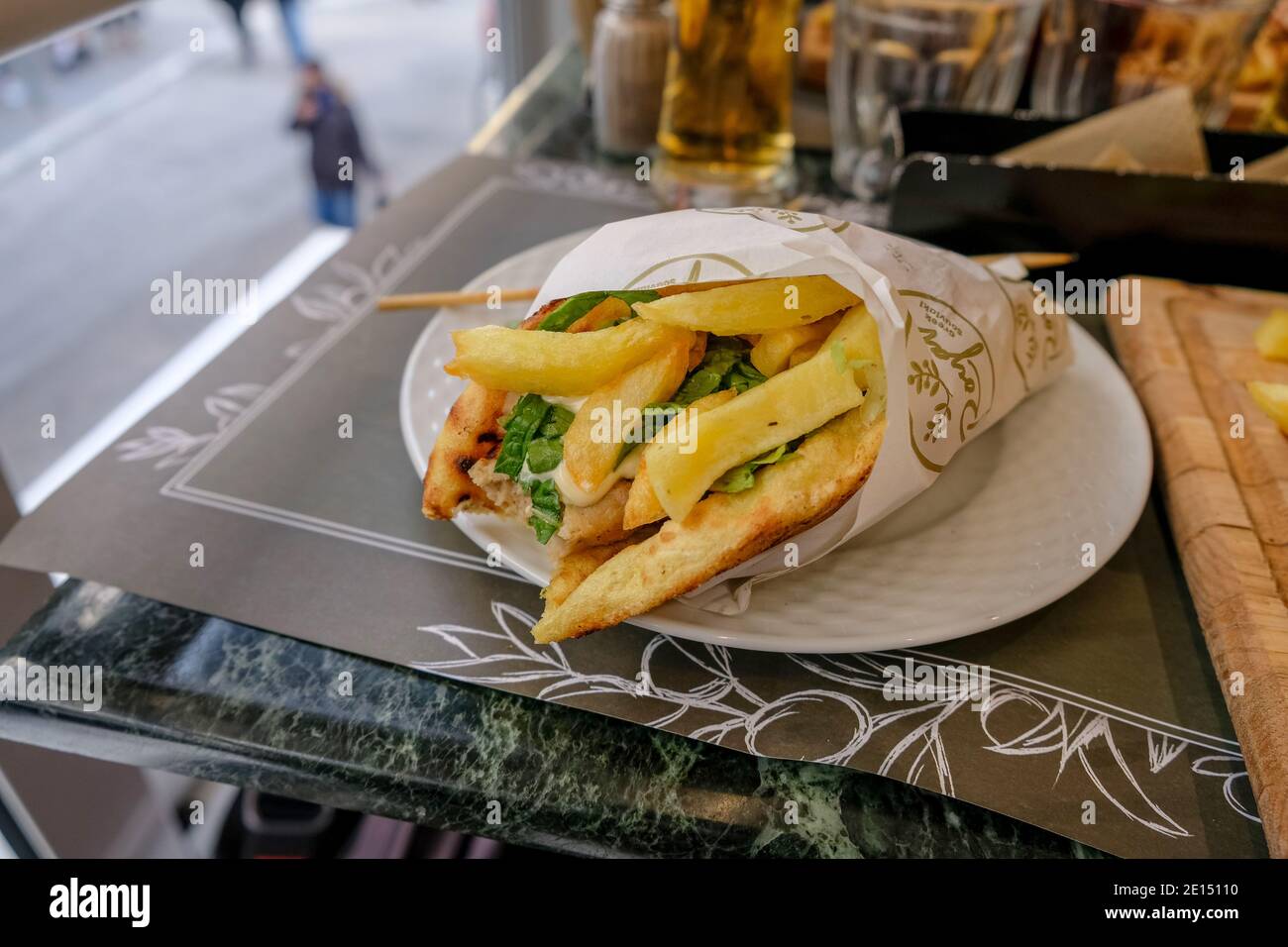 Athens - December 2019: traditional gyros Stock Photo