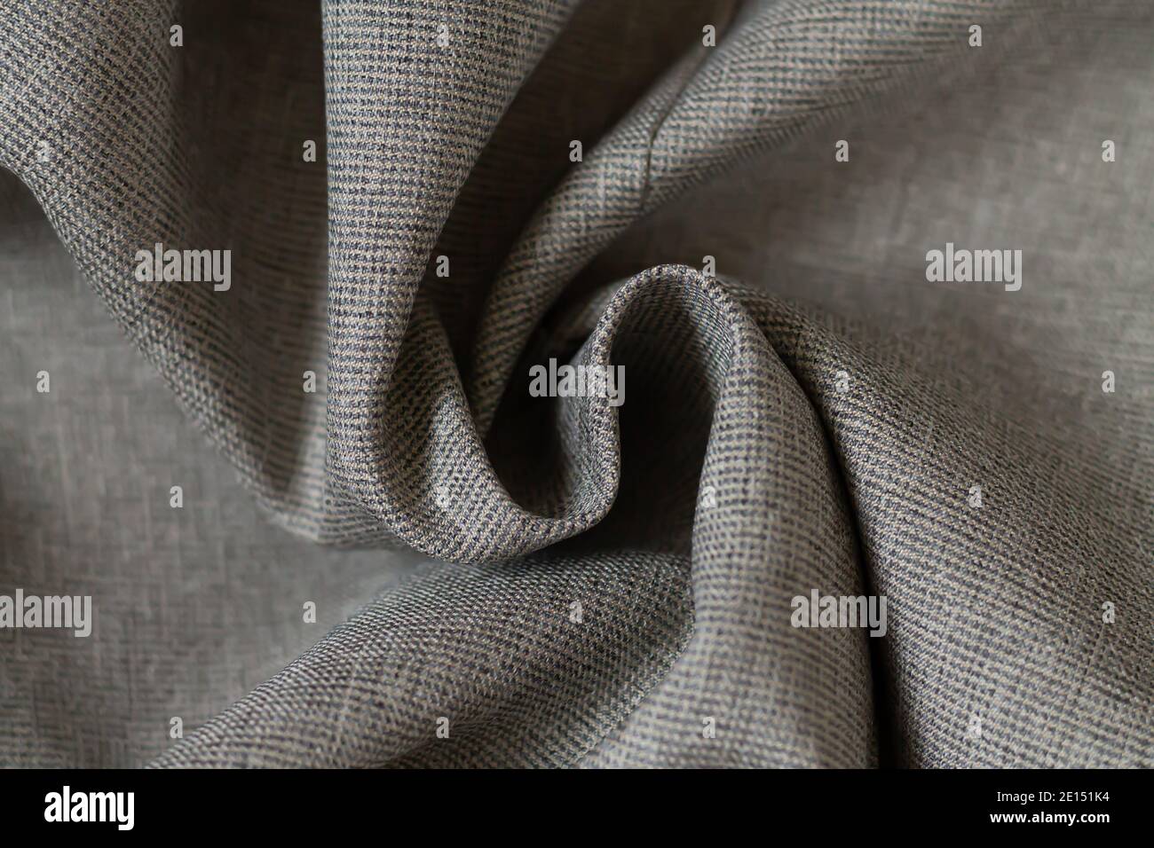Gray wrinkled fabric swatch background Stock Photo